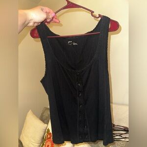 Aerie Black Button-Front Tank Top
